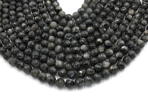 Black Labradorite Gemstone Beads, 8mm, Faceted